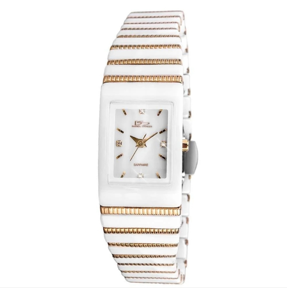 Cobra Blanco Luxury Ceramic Ladies Watch with Gold Accents in working condition